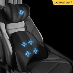 PU Leather Car Lumbar Support Pad Memory Foam Car Neck Pillow Head Waist Back Support Car Headrest Back Cushion Car Seat Pillow