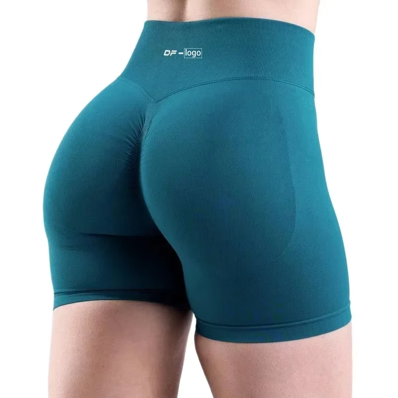 DF مع شعار Scrunch بوم السراويل تجريب النساء سلس اليوغا السائق السراويل اللياقة البدنية السائق تجريب اليوغا بيلاتيس الجري طماق