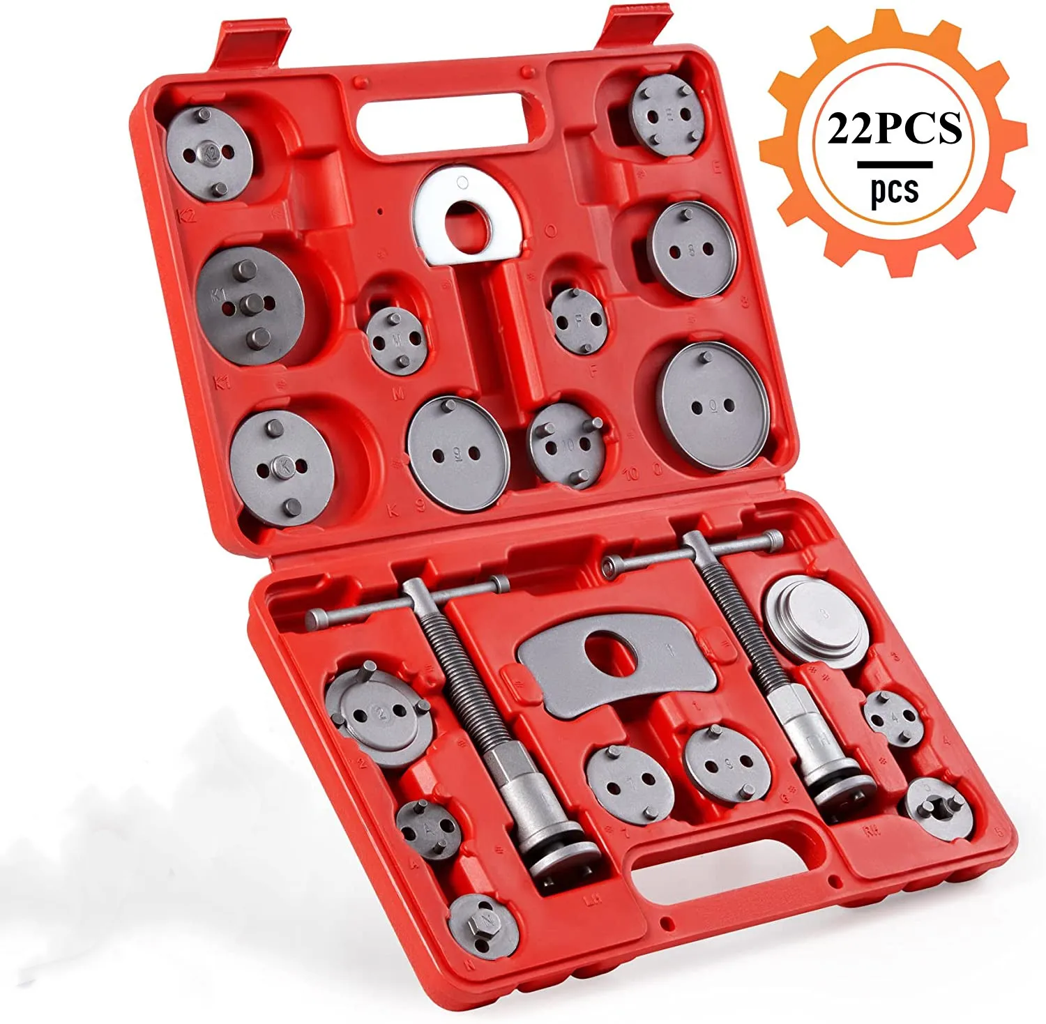 22pcs Disc Brake Caliper Tool Kit,Heavy Duty Brake Piston Caliper Compression Tool Set Wind Back for Brake Pad Replacement Reset