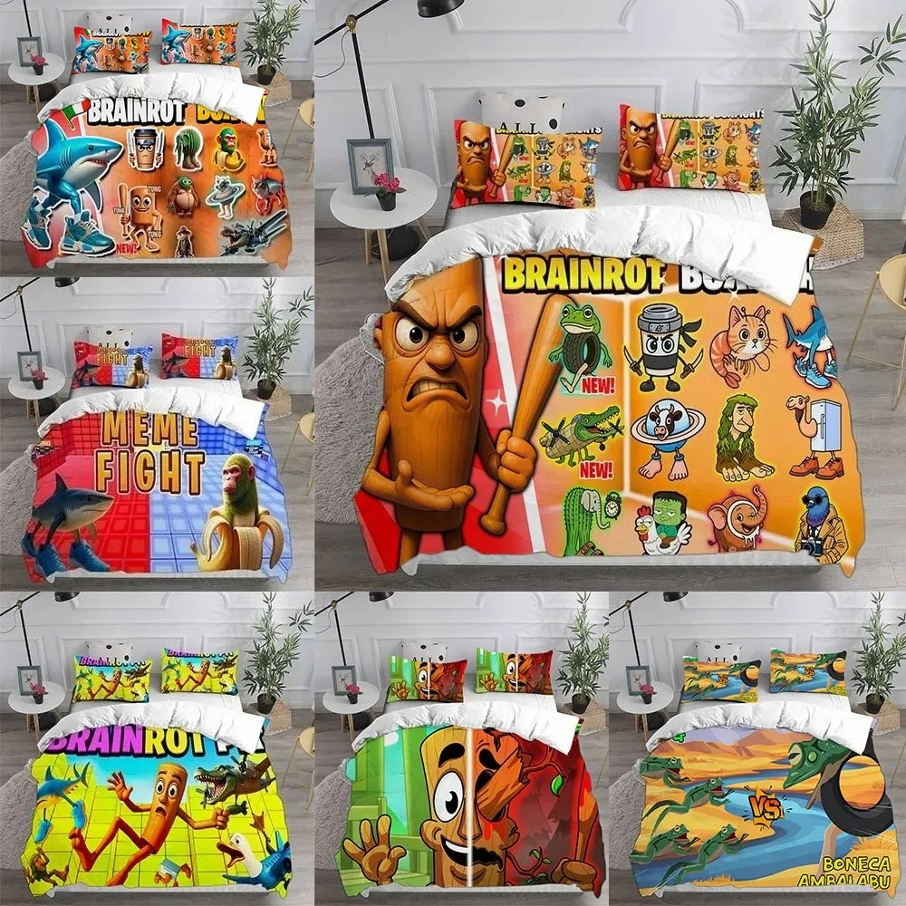 

ai Italian Brainrot Tung Tung Sahur Bedding Sets Comforter Quilt Bed Cover Duvet Cover Pillow Case 2-3 Pieces Sets Home Decor