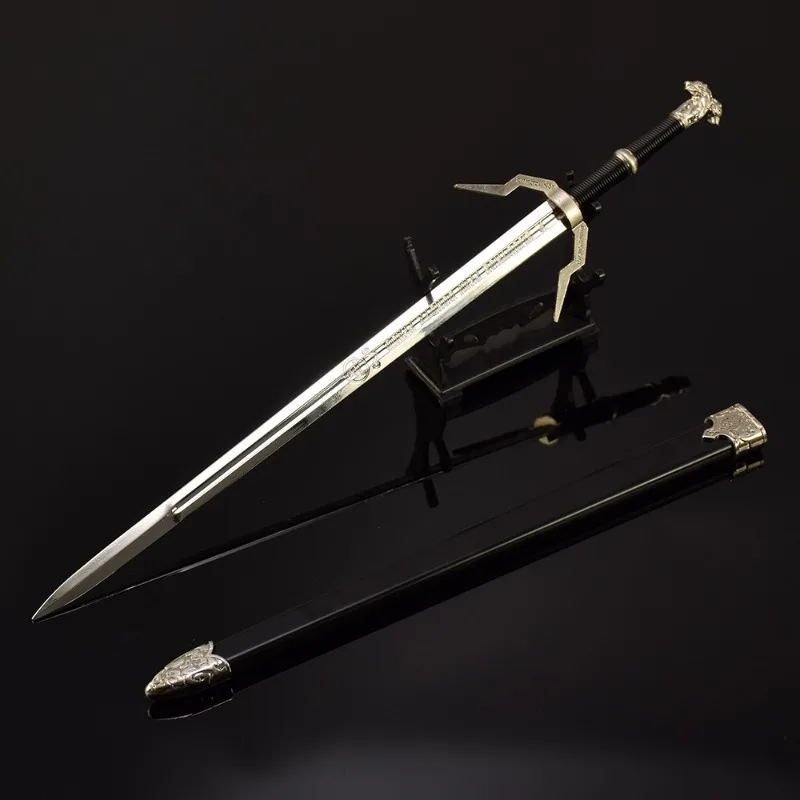 30cm Wizard Game Geralt Double Headed Beast Steel Sword Weapon Periphery Model Alloy Ornament Collection Birthday Gift Toys Boys