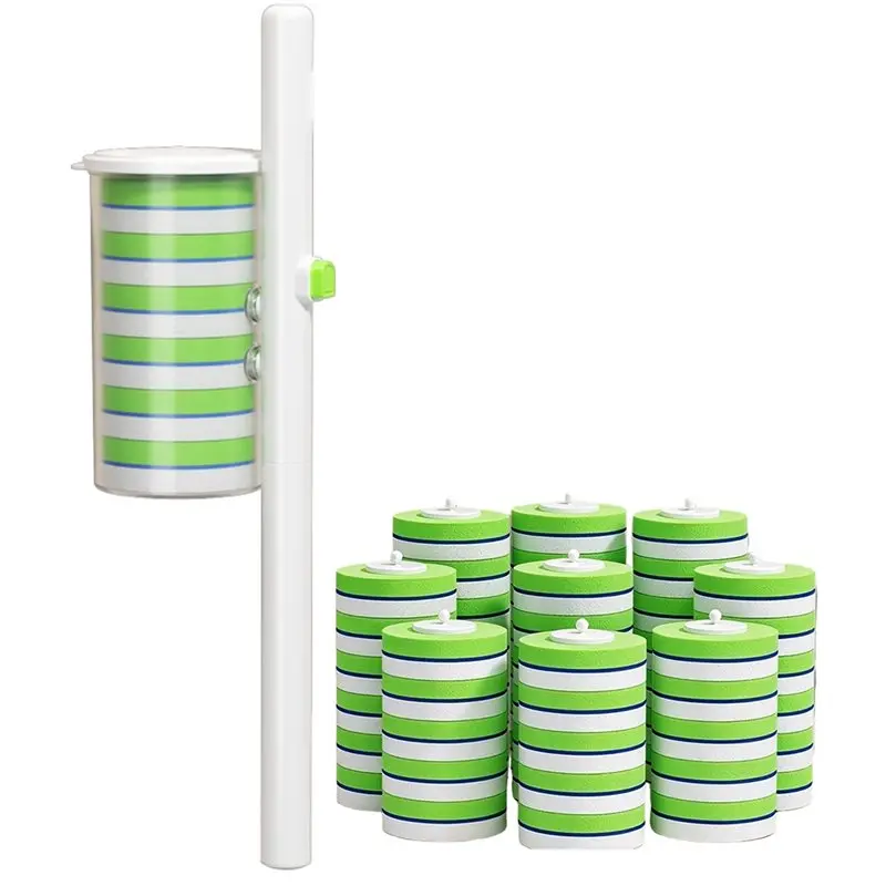 A08R-Hygienic Replaceable Cleaning Pads, 1 Wand With 54 Refill Head Units In Disposable Toilet Brush Set For Bathroom