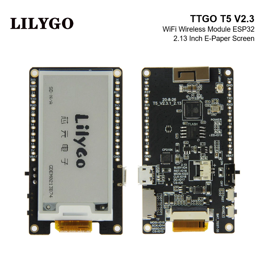 

LILYGO® T5 V2.3.1 2.13inch E-Paper SSD1680 Display DEPG0213BN / GDEM0213B74 Screen Ultra-low Power Consumption Development Board