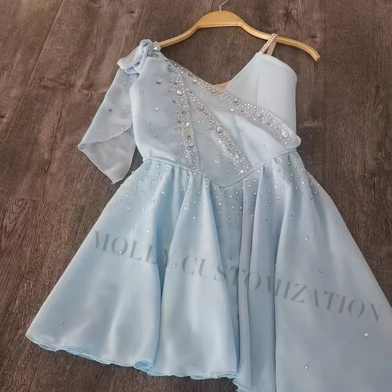 2024 New Advanced Customized Light Blue Cupid Magic Short Veil Skirt Ballet Performance Competition Skirt for Adults and Childre