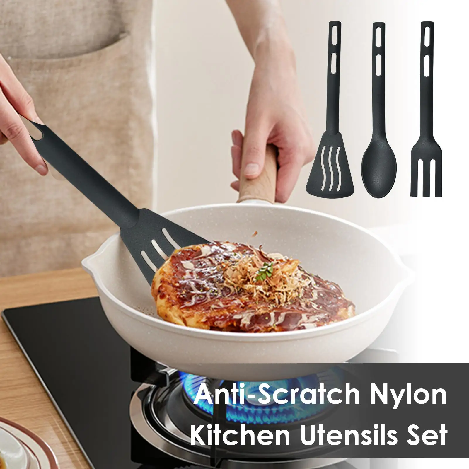 Nylon Cooking Spatula Set 3Pcs/set Heat Resistant Spoon Spatula Kitchen Cooking Utensils Non Stick Cookware Accessories
