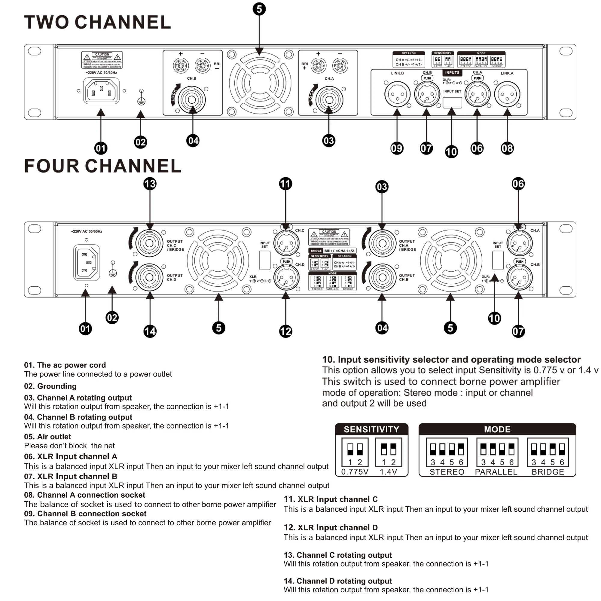 Leicozic 1000W Power Amplifier Professional 1000W 2 Channel / 4-Channel Amps Stereo Audio Amplificador XA41000 XA21000 Pro Audio
