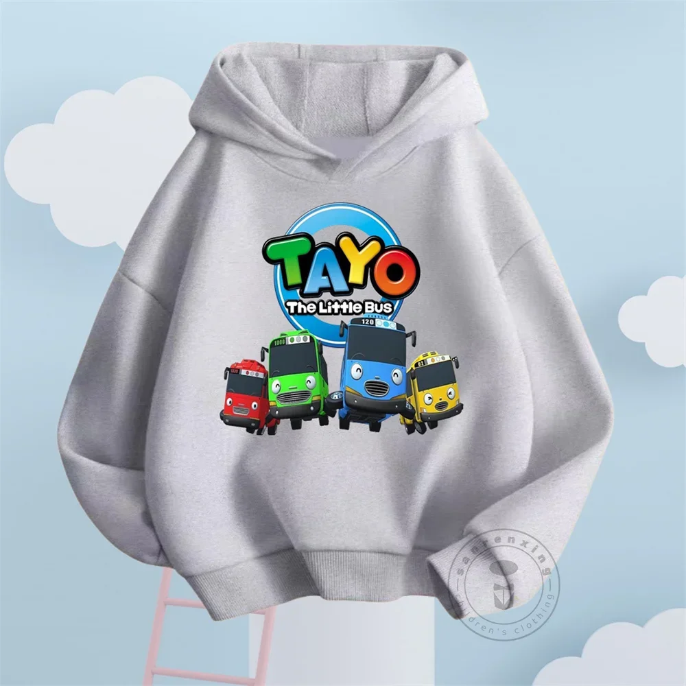 Fashion Kids Hoodies Cute Tayo And Little Friends Cartoon Graphic Printing Boys Girls Birthday Costume Children Sweatshirt Tops