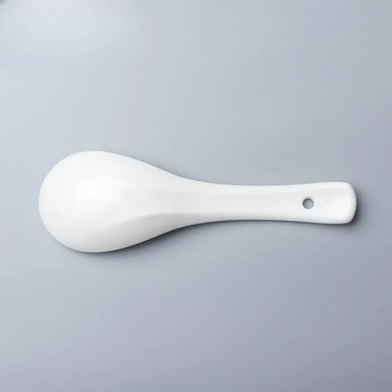 Colher de arroz branco puro de cerâmica de 14 cm