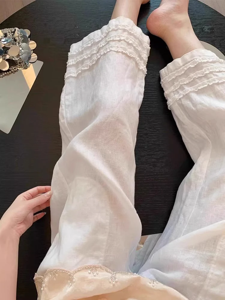 

Брюки женские бархатные весенние из бамбука и хлопка с широкими штанинами, легкая подкладка, дышащие, минималистичные, универсальные, женские, пряные