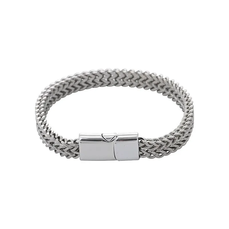 Punk Men 8mm Wide Cuban Link Chain Bracelet Stainless Steel Motorcycle Bracelets Accessories Male Pulseira