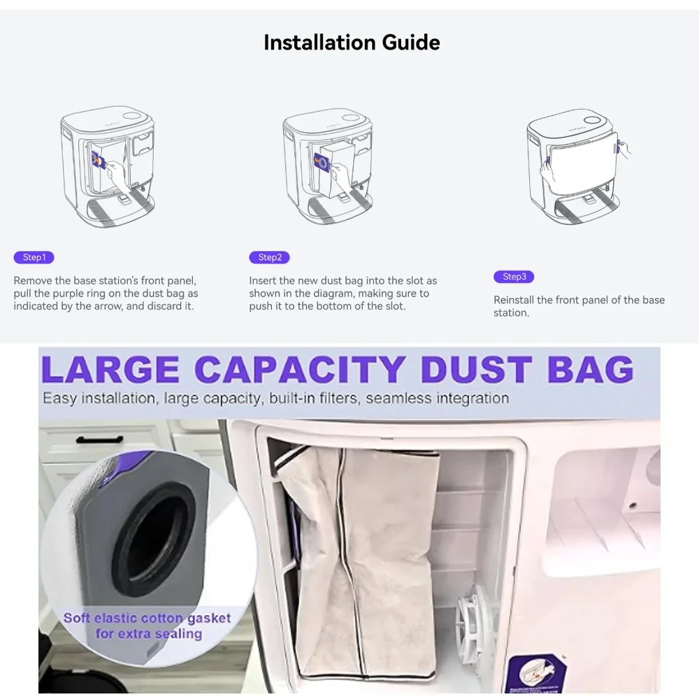 Genuine Narwal Dust Bag for Flow (Basic Dock)/Freo Z Ultra/Freo Z10/Freo Z10 Ultra/Freo X10 Pro Robot Vacuum Accessories