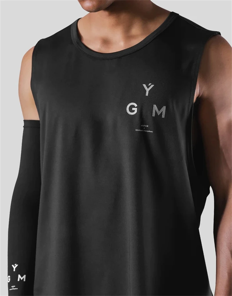 LYFT GYM Men Summer Gym Cotton Tank Top Sleeveless Shirts Bodybuilding Clothing Casual Fitness Workout Running Vest Sportswear