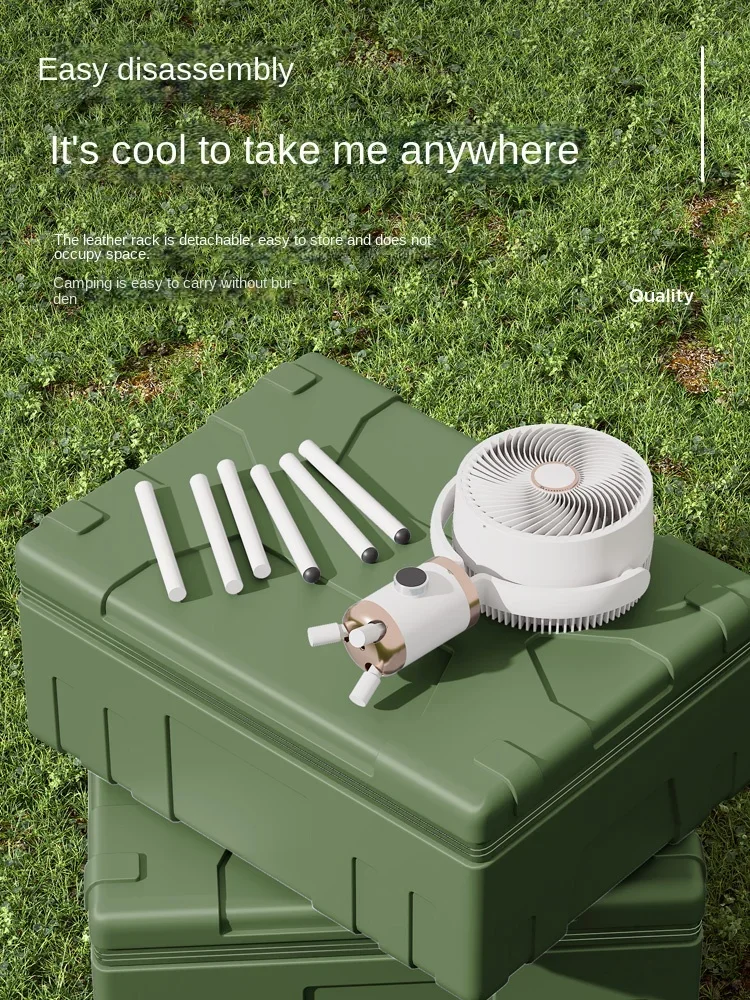 Ventiladores circulantes para acampada, ventilador portátil de viento alto para suelo, carga de cabeza agitadora, súper larga resistencia, refrigeración de verano
