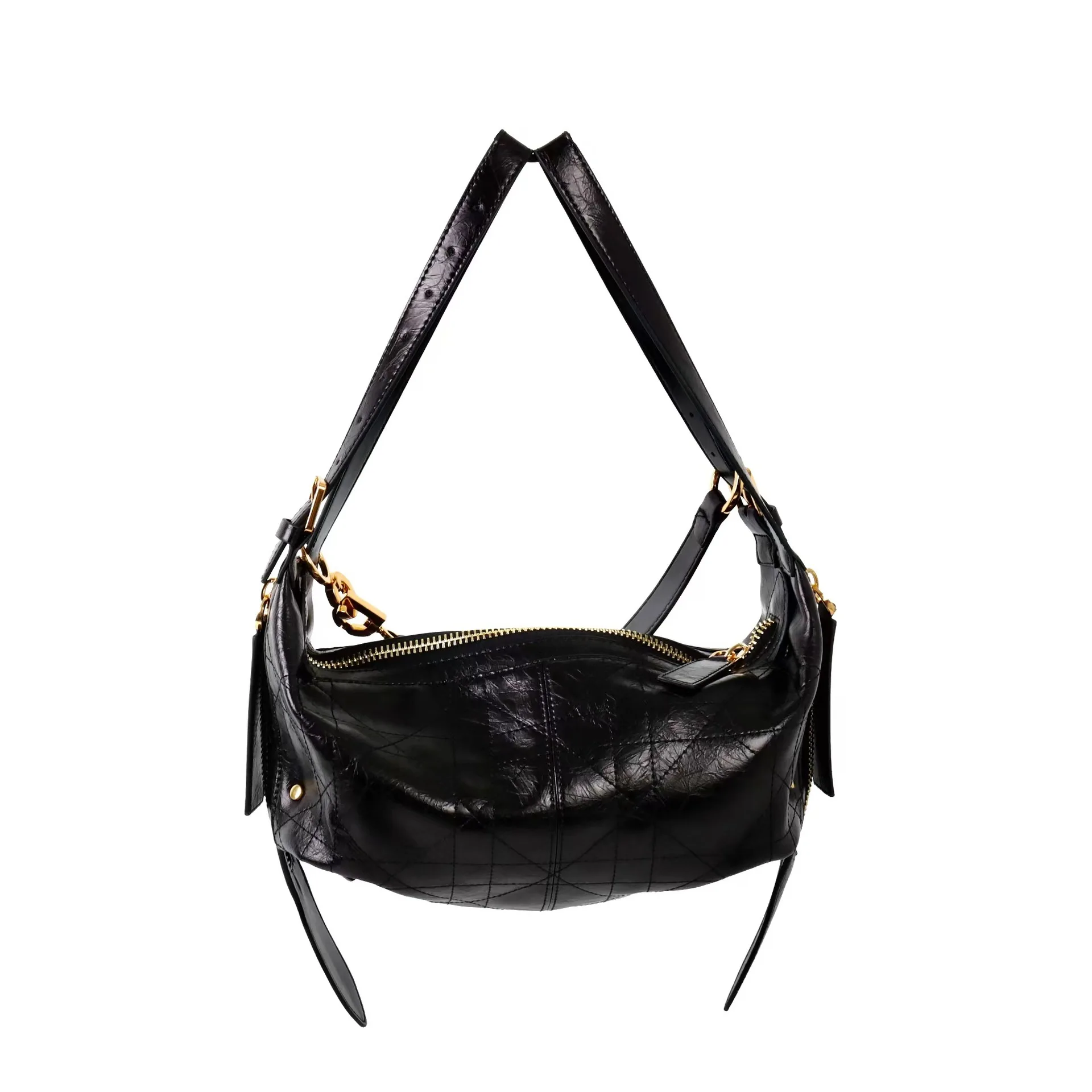 

2026 New First-layer Pleated Calfskin Oil Wax Lunch Box Bag Loose Lazy Versatile Commuter Casual Women's Bag