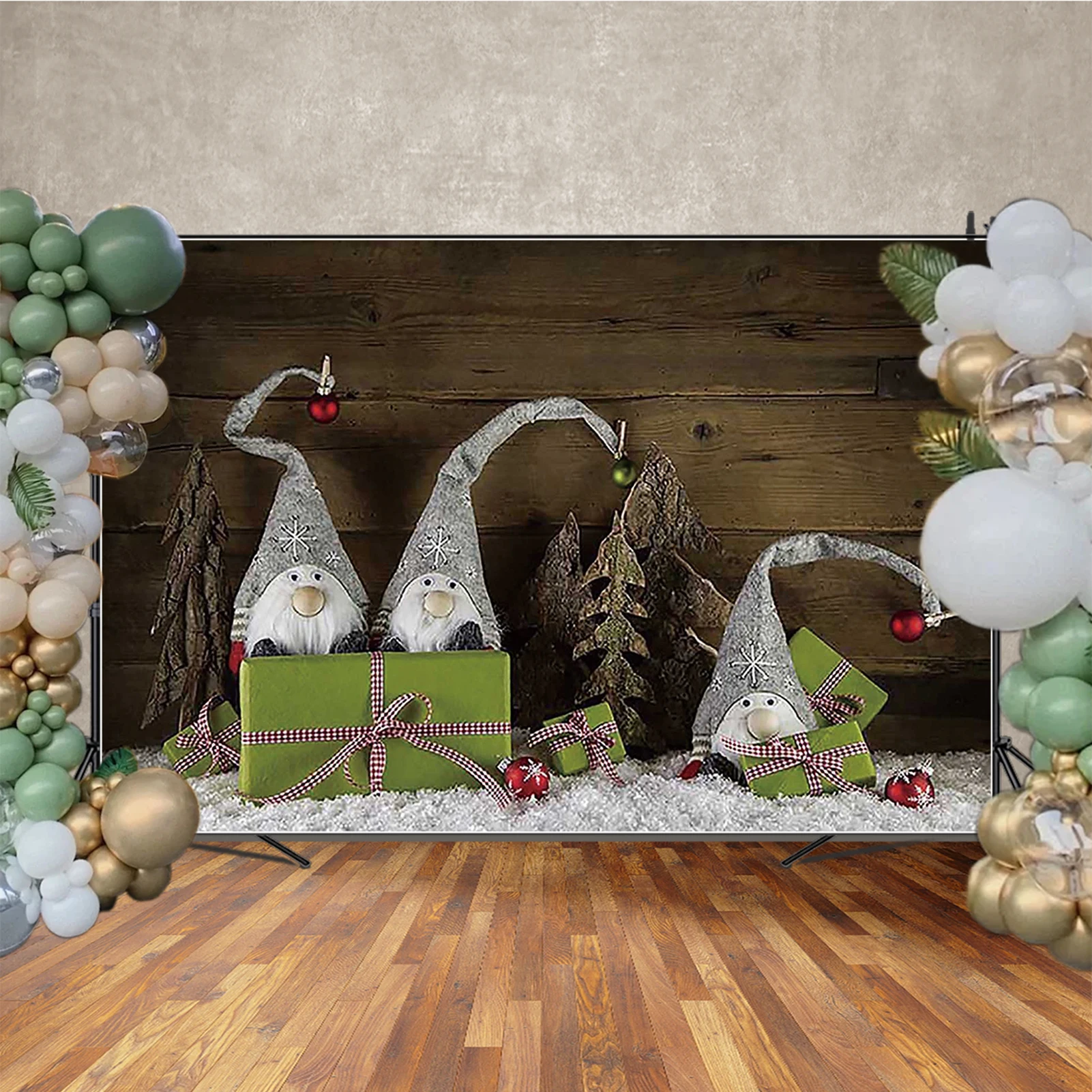 MOON.QG Navidad Año nuevo telones de fondo para fotografía almacén cabina rama de pino fotografía fondos sesión fotográfica