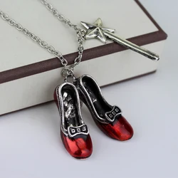 Wizard of Charm Necklace Ruby Red Slippers Jewelry Magic Star Oz Ruby Slippers Gift for Little Girl