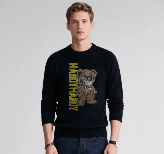 

Men BORUNKE Pullover sweater Fashion pullover Rhinestones Korean Style Clothes Short Sleeve Clothing