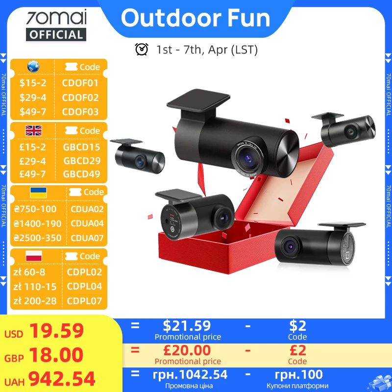 70mai Rear Cam RC06 RC12 RC14 RC22 RC24 RC41 Innenkamera FC02 für 70mai Dash Cam Dual-Channel Aufnahme Parkplatz Aufnahme