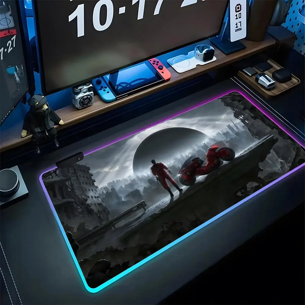 Anime A-AKIRA Mouse Pad Gaming Rgb Mousepad Backlit Keyboard Gamer Girl Xxl Animal Laptop Mat Table Pads Deskpad