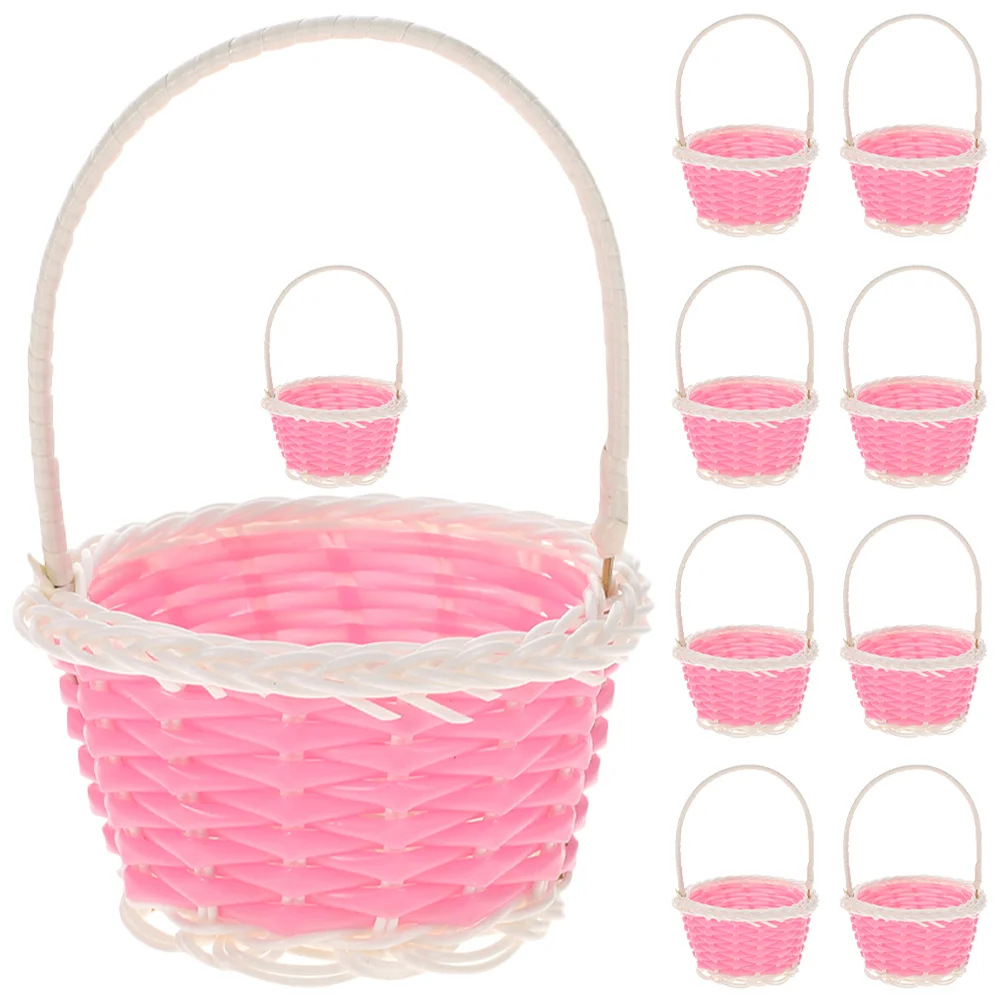 

10 Pcs Rattan Shopping Basket Hamper Miniatures for Crafts Egg Baskets Fresh Eggs Favor Small Kids