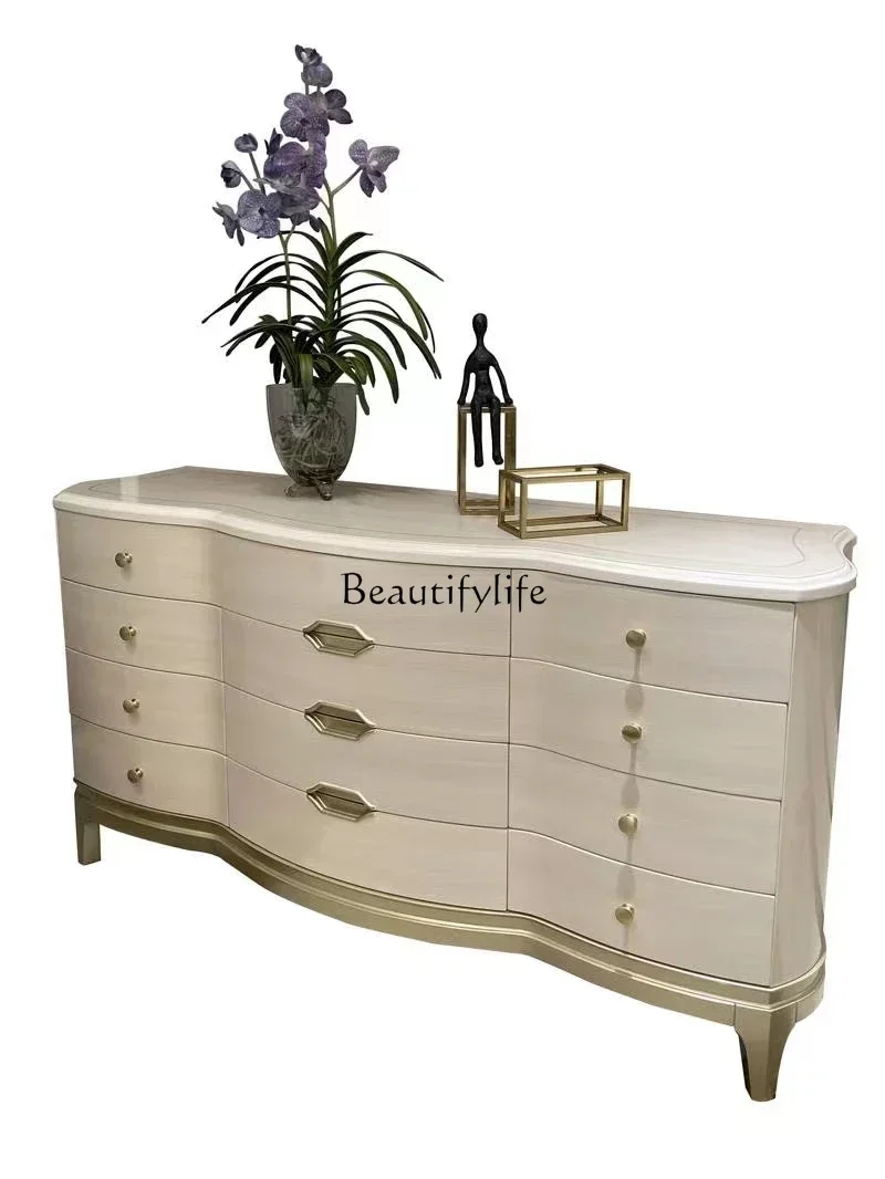 

ls 42LAmerican light luxury solid wood carving porch table multi-chest cabinet locker storage cabinet