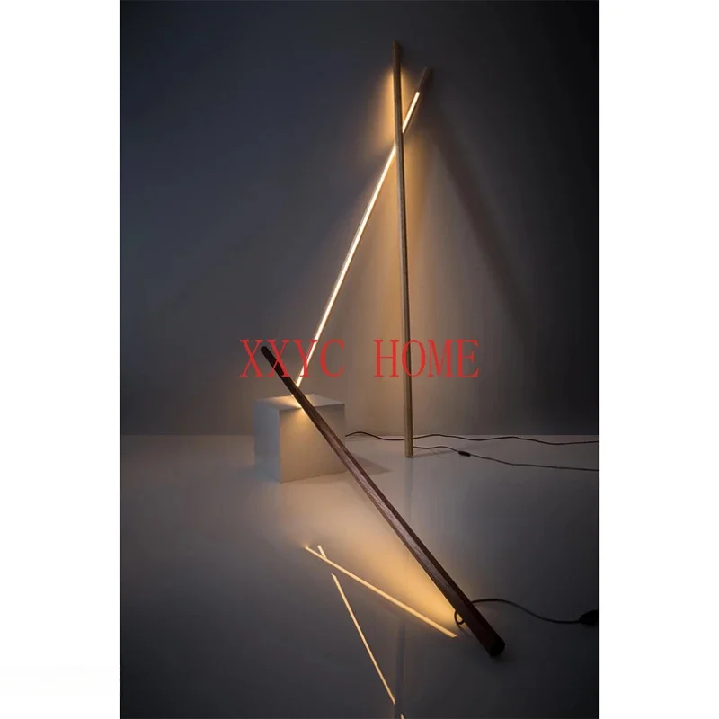 Nordic Living Room Bedroom Floor Lamp Home Decor Atmosphere Standing Lamp Minimalist Luxury Led Vertical Walnut Wood Floor Light