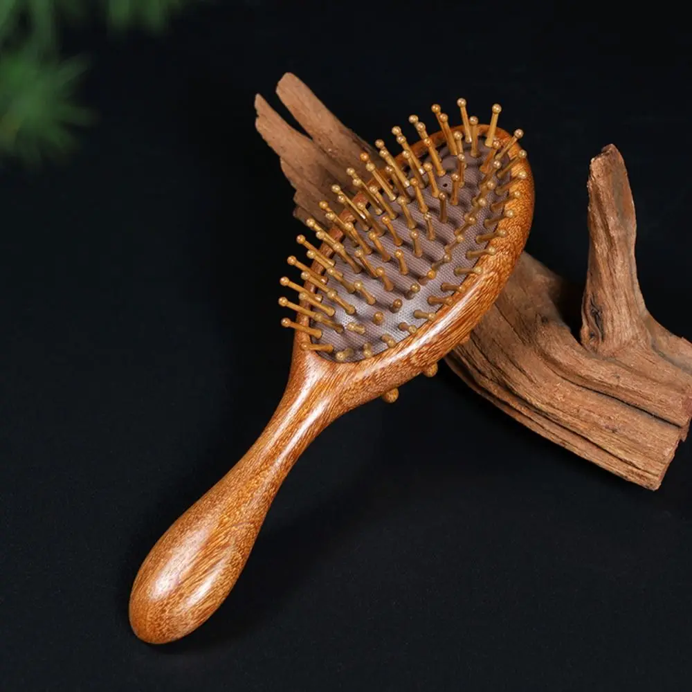 Double-Sided Head Massage Comb Anti-Static Natural Wood Air Cushion Hairbrush Meridian Dredging Comfortable Handle