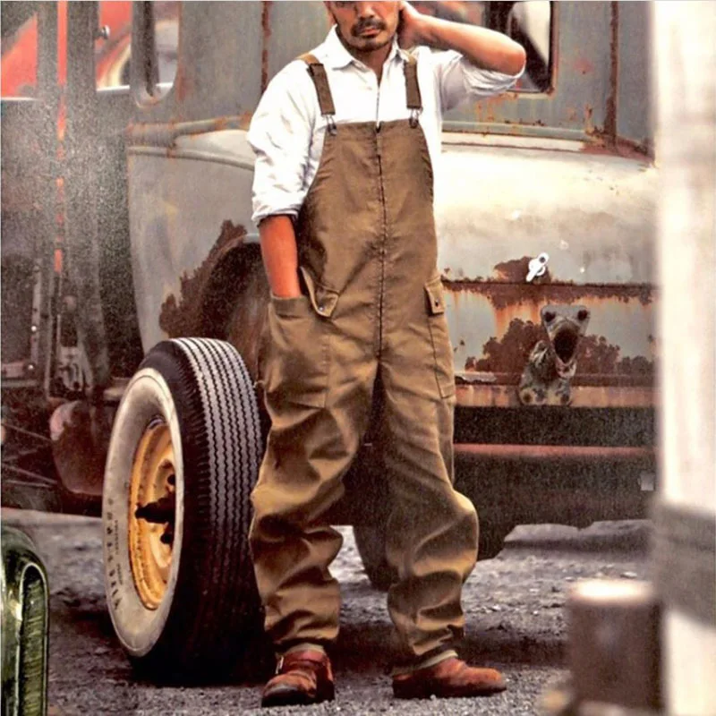 

Retro Men's Work Pants New Loose Oversized Casual Trade Overalls