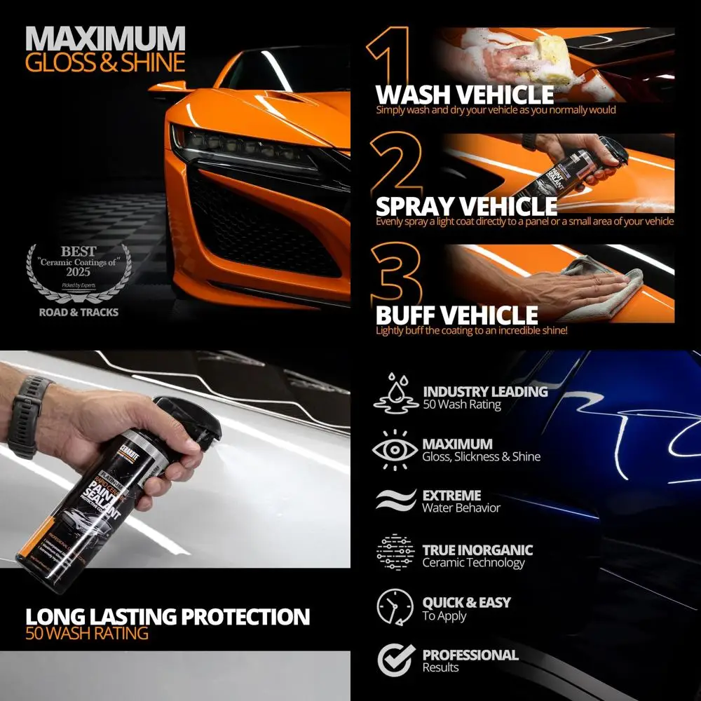 

® Platinum Rapid Ceramic Paint Sealant Spray - 14 oz. - 50 Wash Rating - Maximum Gloss & Shine – Extremely Hydrophobic – Unmatch