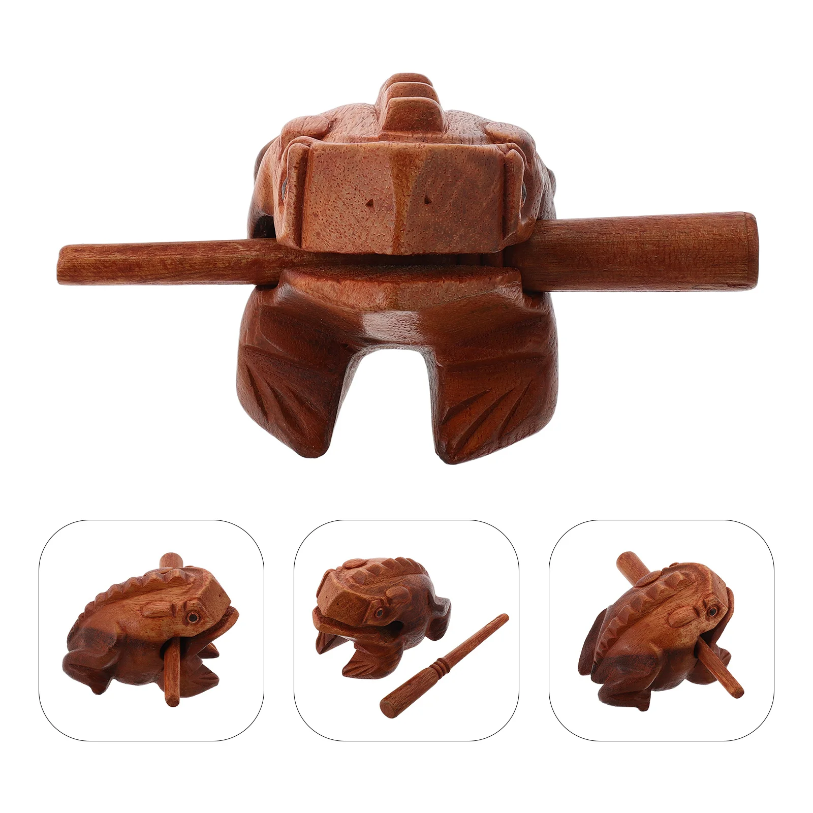 

1 set Frog Guiro Instrument Fine Material Clear Sound Portable Wooden Percussion Musical Instrument For All Ages Small