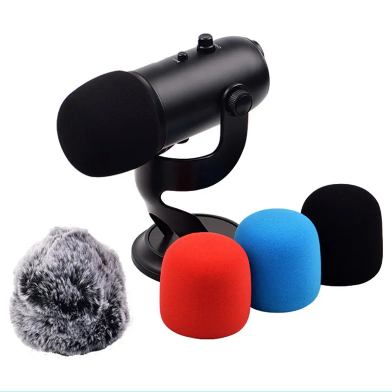 1PC Foam Microphone Windscreen with Furry Windscreen Muff, Mic Wind Cover Pop Filter for Blue Yeti, Blue Yeti Pro USB Microphone