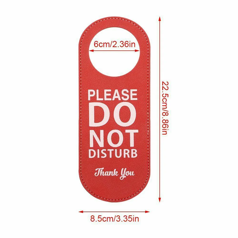 1PC 22.5x8.5CM Door Sign Do Not Disturb Please Knock Hanger Leather Tags Label Warning Bulletin Board For Hotel Mall Office