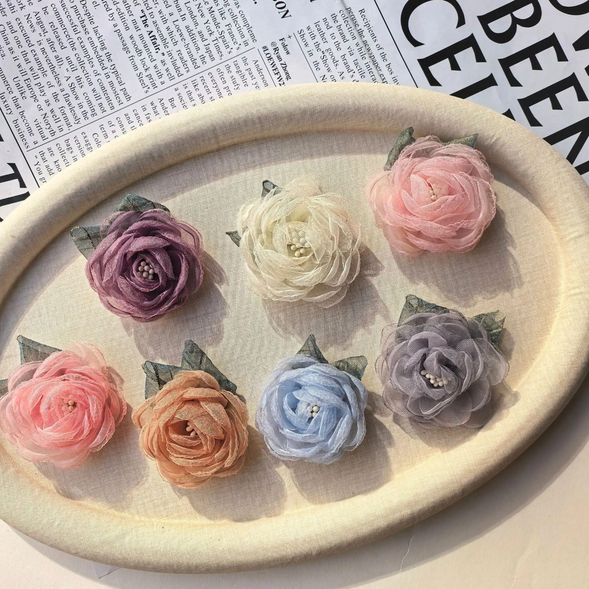 Flower accessories accessories seersucker three-dimensional 6cm leaf clothing accessories cloth patch