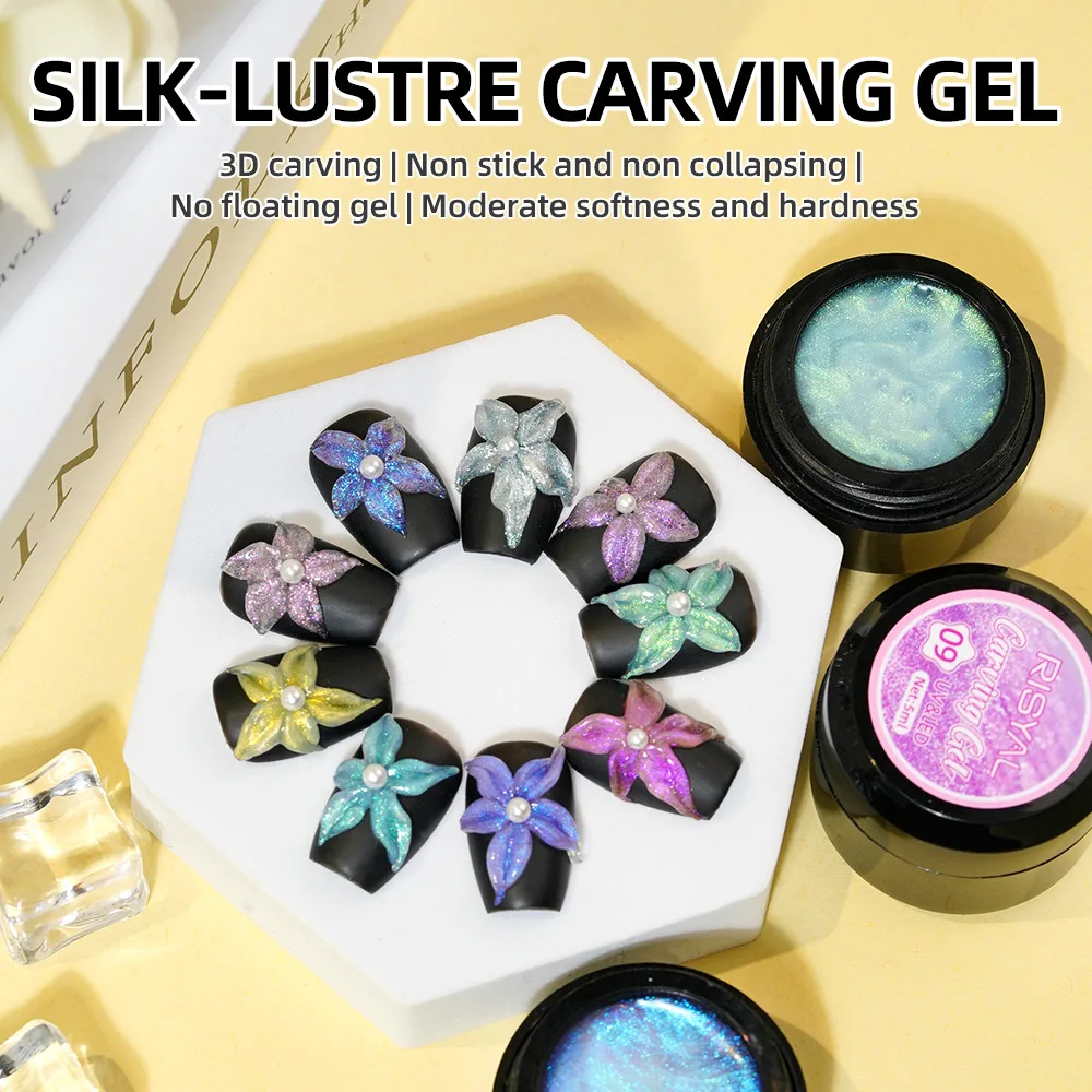 9 Colors Satin Modeling Nail Gel Non Stick Hand Solid Extension Gel Texture Carving Gel Canned Soak Off UV LED Varnish Nail Art
