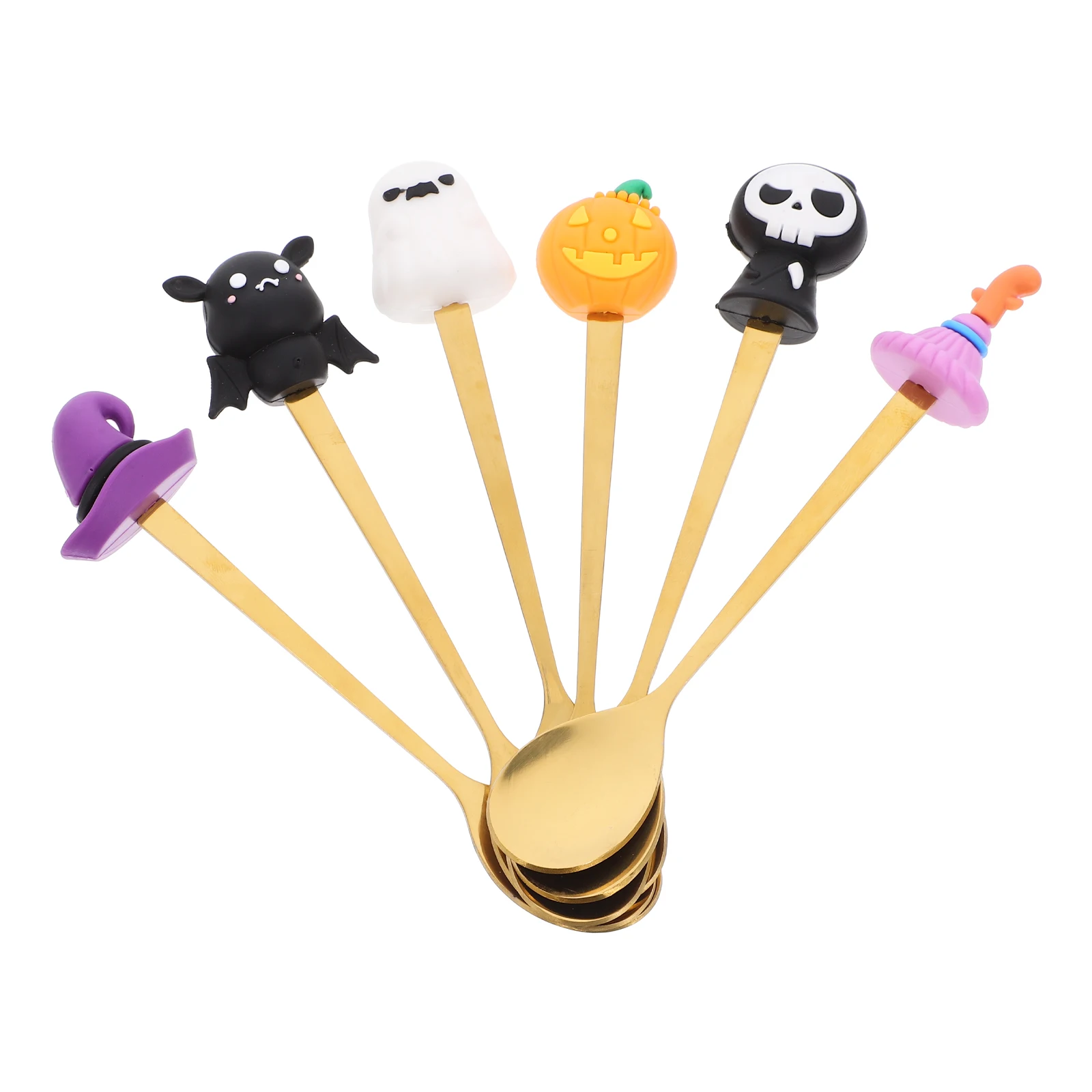 

6pcs Halloween Dessert Stainless Steel Coffee Spoon Kitchen Accessories Engraved Cutlery For Party Home Restaurant Use Dessert