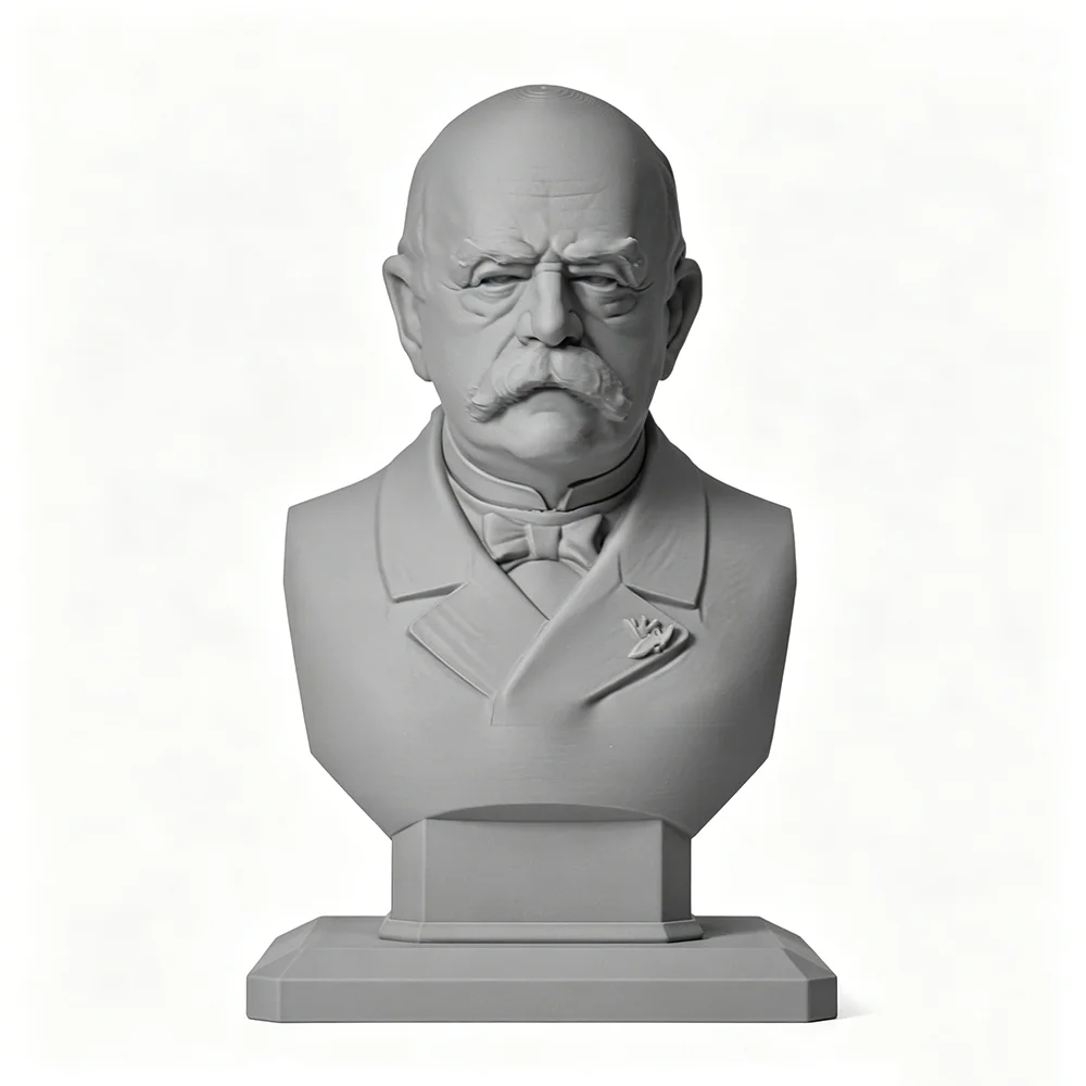 Bismarck, The Iron Chancellor, 3D Printed Blank Gray Resin Model Figurine Miniature, Bust Sculpture Model Decoration Craft Gift