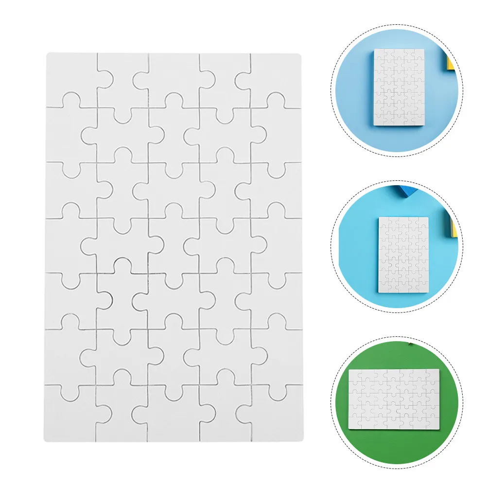12Pcs Blank Sublimation Jigsaw Puzzle Wooden DIY Puzzle Blanks Transfer Ready for Photos Text Patterns School Home Kindergarten