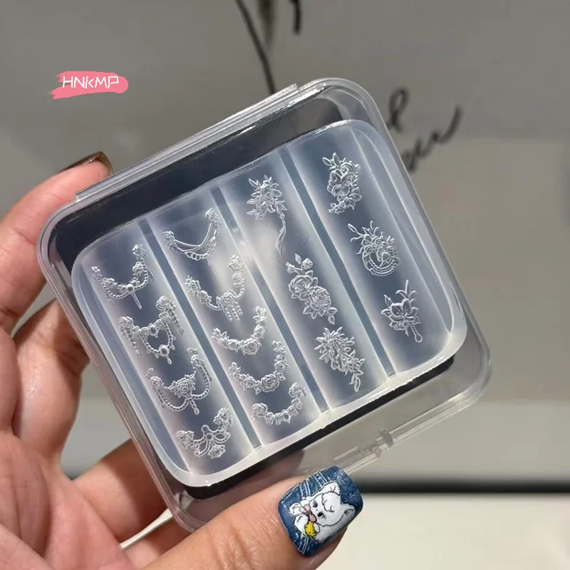 واضح سيليكون مسمار زهرة سلاسل نحت القوس العفن DIY بها بنفسك مسمار الفن مجسمة ختم لوحة أدوات مانيكير زينة الأظافر