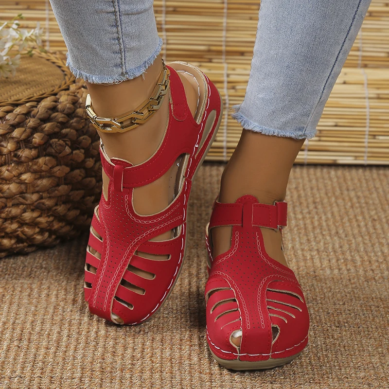 New Summer Women Wedge Sandals Premium Orthopedic Open Toe Sandals Vintage Anti-slip Leather Casual Female Platform Retro Shoes