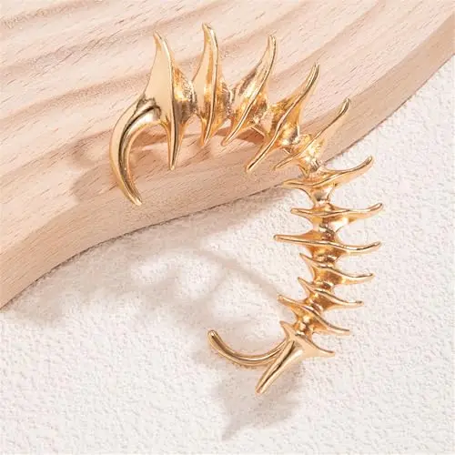 Steampunk Cyberpunk Ear Cuff Spine Thorn Bone Ear Clip No Piercing Alternative Design Gothic Jewelry Ear Crawler Party Ornaments