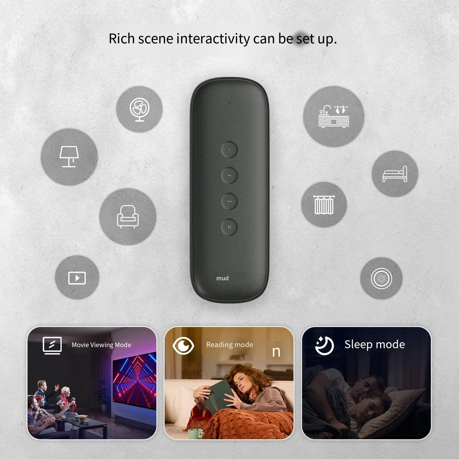 يمكن نقر المفتاح اللاسلكي Tuya ZigBee بقدرة 500000 مرة مع عمر بطارية طويل ونقرة واحدة بنقرة مزدوجة وضغط طويل #2