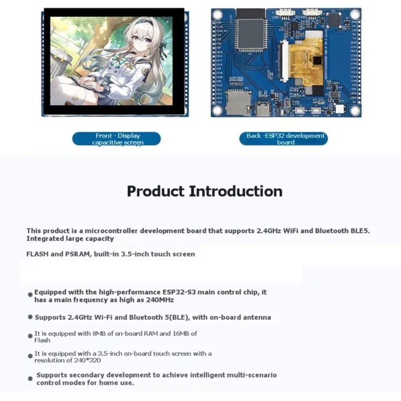 Super Sale ESP32-S3 Development Board IPS Capacitive Touch Display Screen 240x320 3.5 Inch Display WiFi BLE5 16MB Flash 8MB PSRA