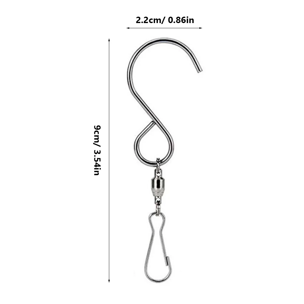 

16pc Stainless Steel S Hooks 360° Rotating Wind Chime Hangers For Display Flags Crystal Rotators Solar Lights Billboard Flower
