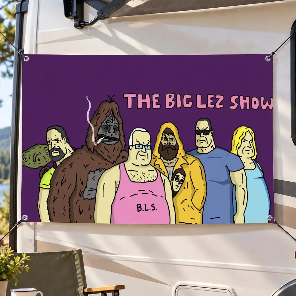 Cartoon Adult The Big Lez Show Flags Decorative Flag Banner Indoor Outdoor Garden Yard Patio Party Camping Wall Decor Gift