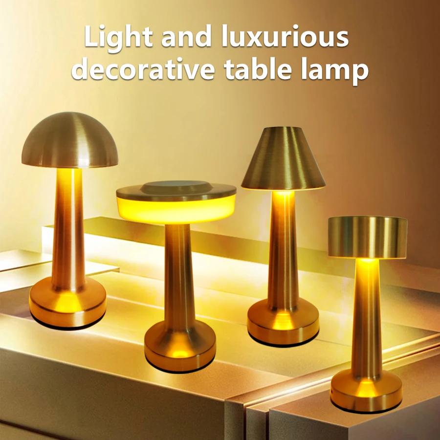 LED Table Light Metal Touch Desktop Decorative Lamp Rechargeable Night Lights For Bar Coffee Table Restaurant Decoration Light