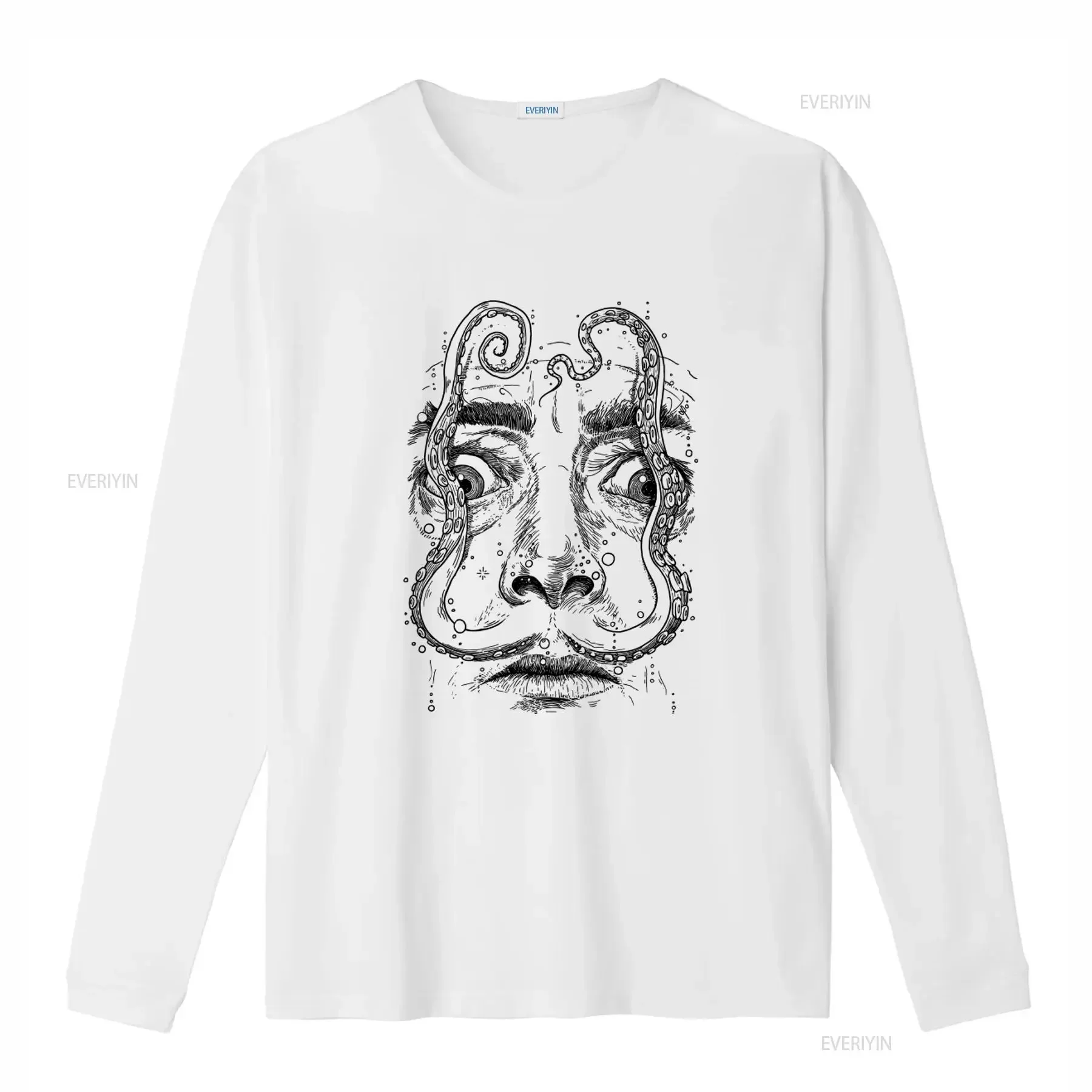 Salvador Dali Inspired Tentacles Mustache Art T Shirt Sizes Unique Design vintage Washed homme Versatile streetwear Casual