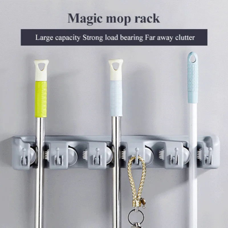 

Multi-functional foldable plastic mop holder card holder hooks non-slip mop holder broom draining storage hangers