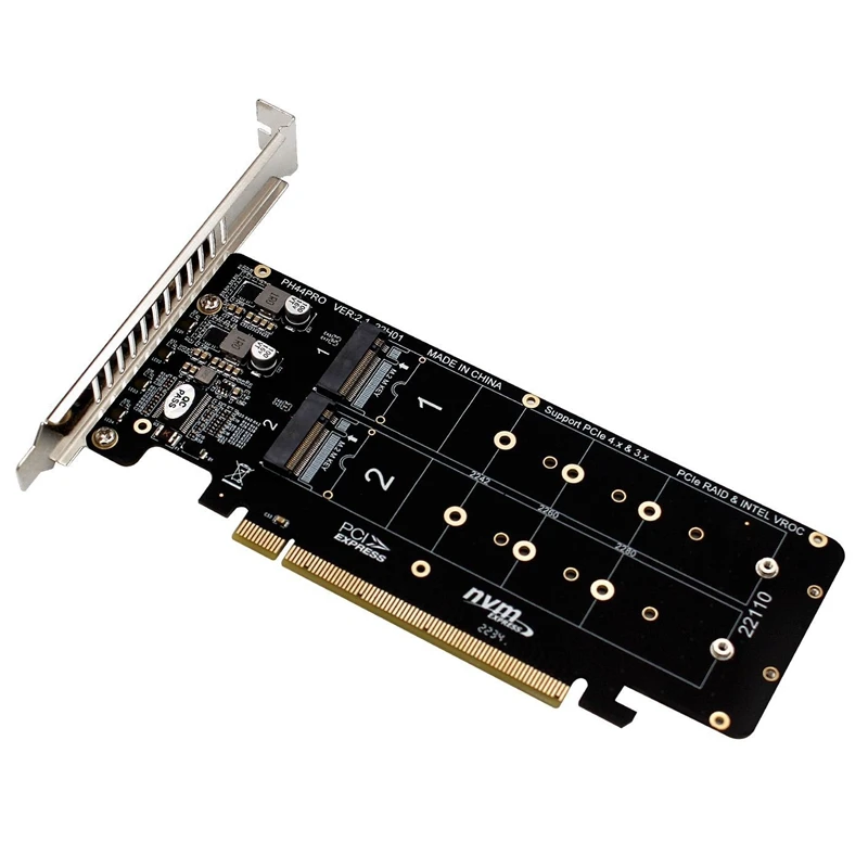 Nvmex-4 SSD 2U Server Riser Card, Double-Sided 4-Disk NVME, PCI-EX16 Split Card
