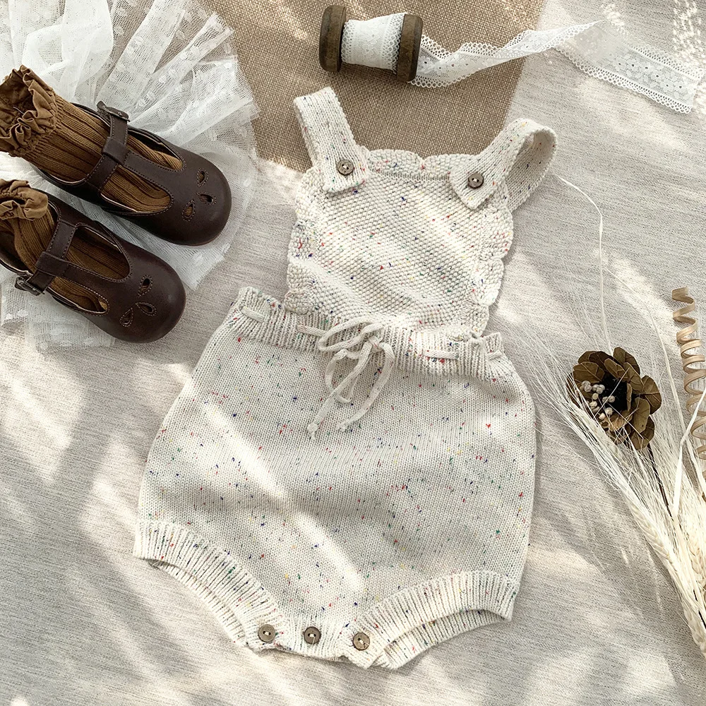 Instagram Hotselling Vintage Baby Jumper Boys Girls Enfant Retro Natural Flecks Bebe Romper