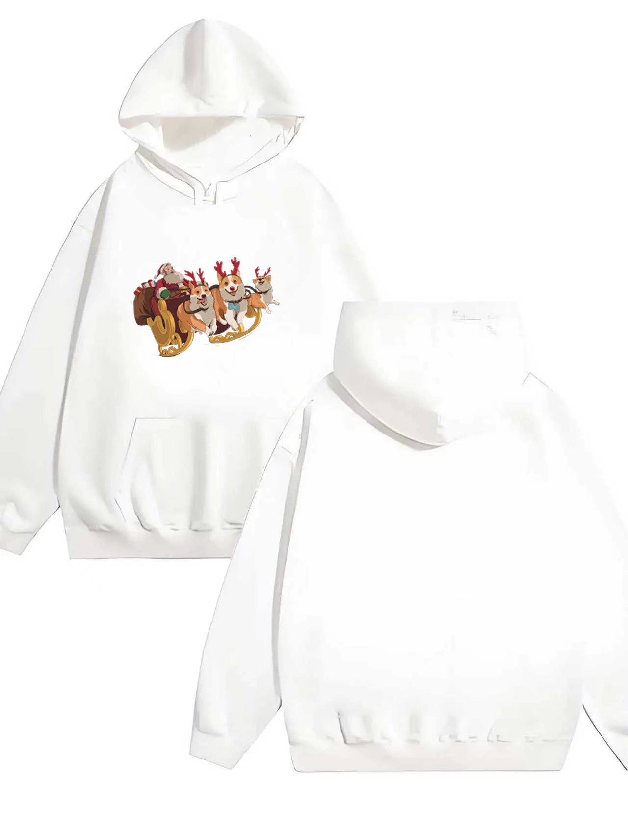 

The 2025 new men's and women's fashion loose 330G heavy-duty hooded sweatshirt with Christmas-style prints